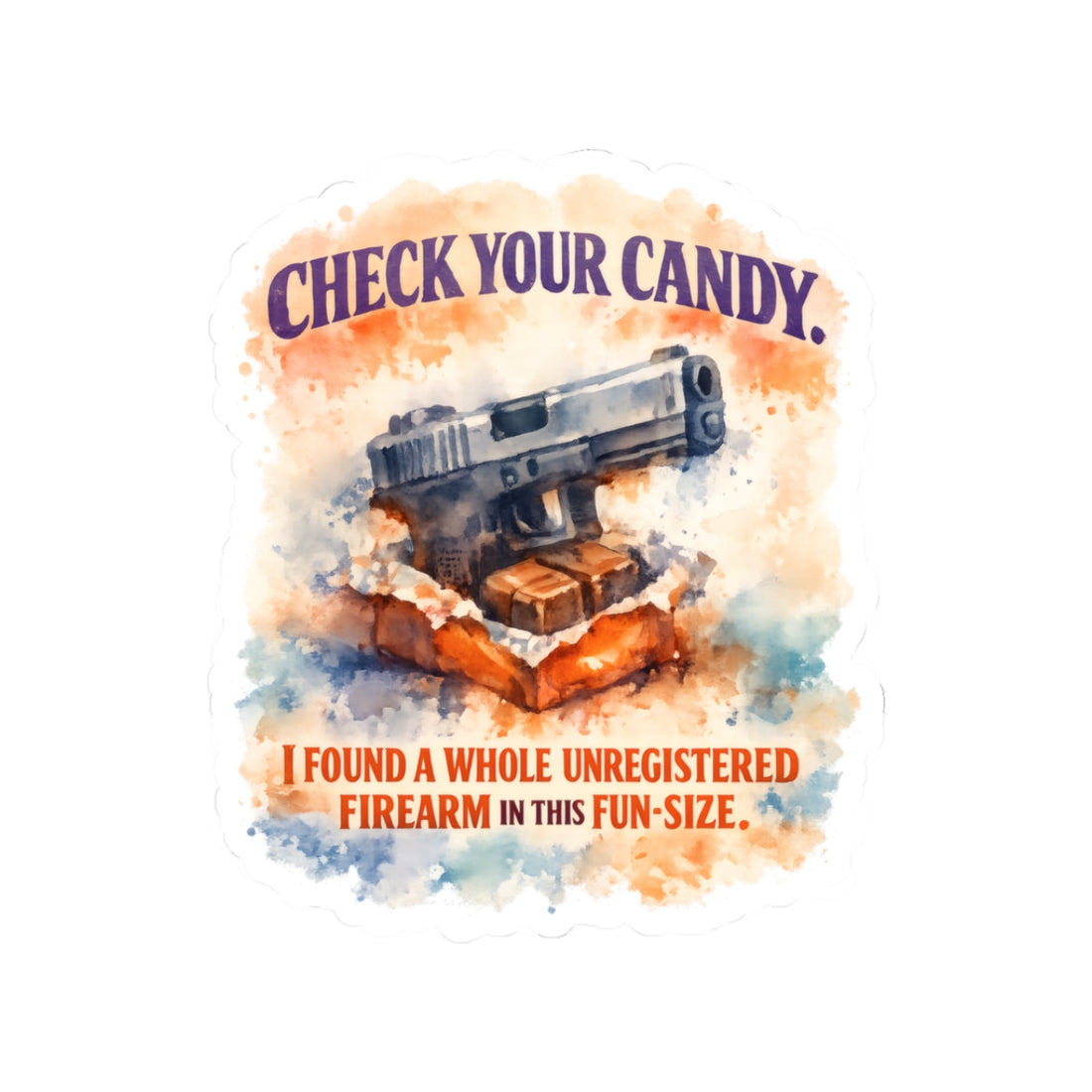Check Their Candy Sticker — Gun in Halloween Suburban Panic Facebook