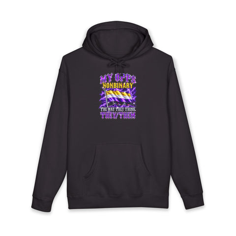 They Think They Them Hoodie — Nonbinary Pride Pronouns Opps Y2K Queer