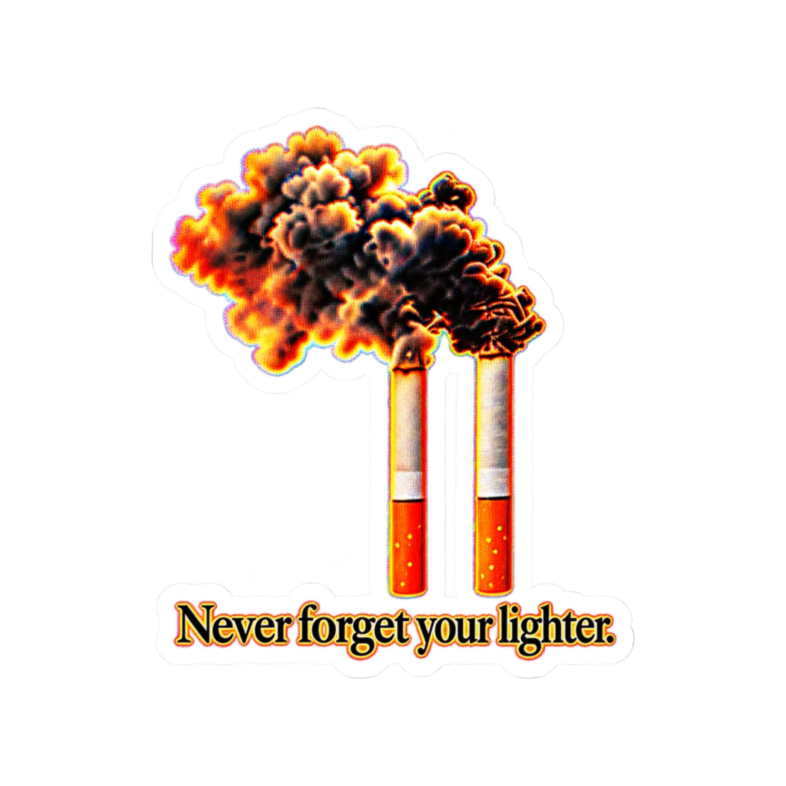 Never Forget Your Lighter Sticker — Twin Towers Lighter Dark Humor