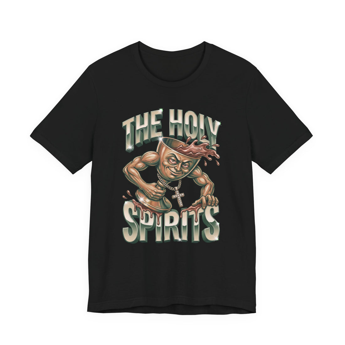 Graphic of a chalice with text reading 100 Proof Holy Spirit