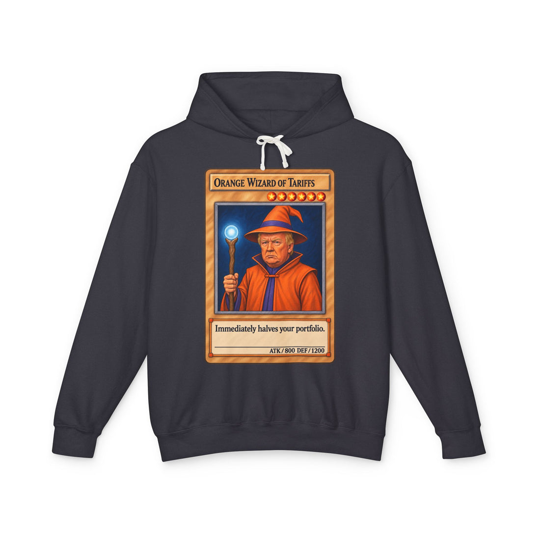 Orange Wizard Of Tariffs Hoodie — Funny Donald Trump Yu-Gi-Oh Card