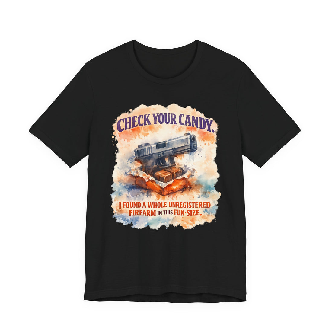 Check Their Candy T-Shirt — Halloween Gun in Suburban Panic Facebook