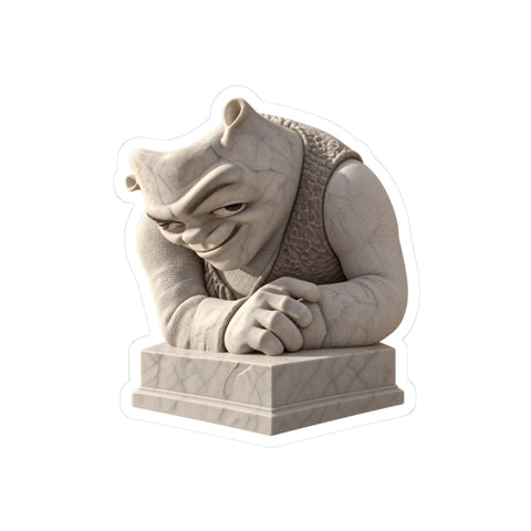 Cursed Swamp Gargoyle Sticker — Shrek Sculpture Image Internet Culture