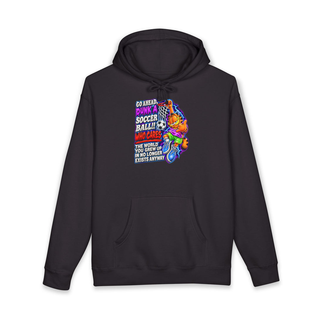 Nihilist Cat Soccer Dunk Hoodie — Garfield Nihilism Existential Dread