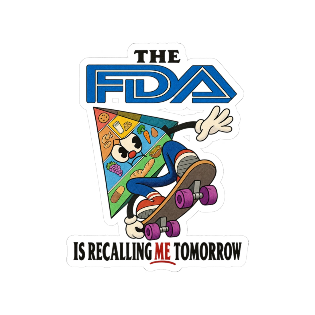Recalled Food Pyramid Sticker — Fda Recall Skateboarding Propaganda