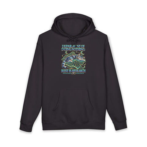 Rest Is Research Hoodie — Department of Doing Nothing Cat Nap Space