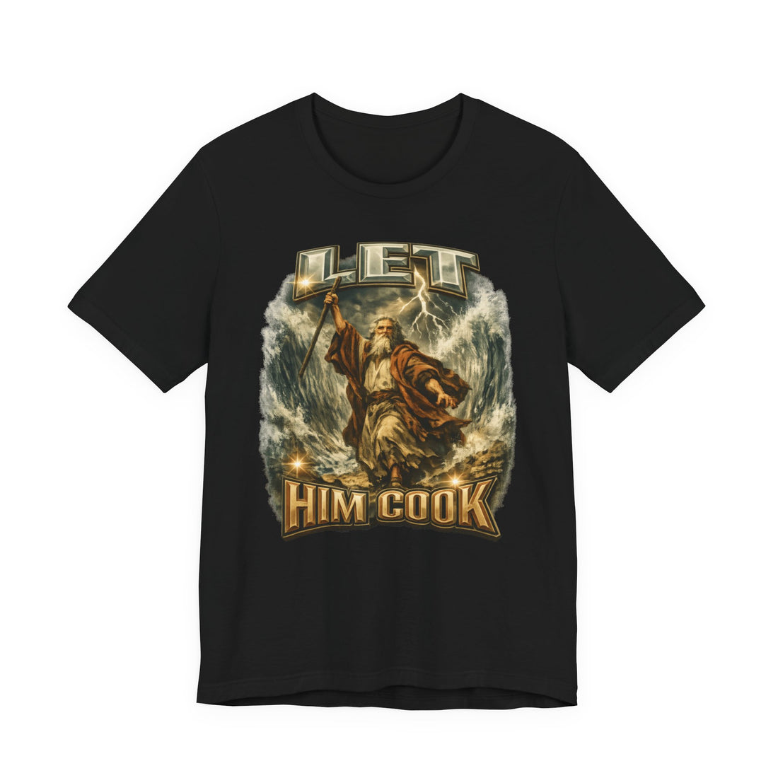 Let Him Cook Moses T-Shirt — Bootleg Rap 90S Aesthetic Exodus Red Sea