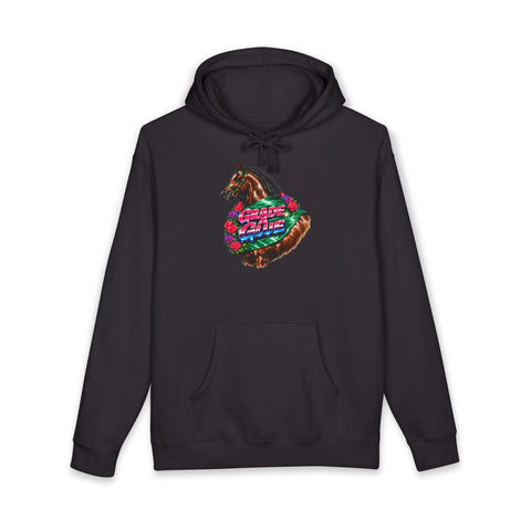 Grade A Glue Champion Hoodie — Vintage Airbrush Racehorse Horse Racing