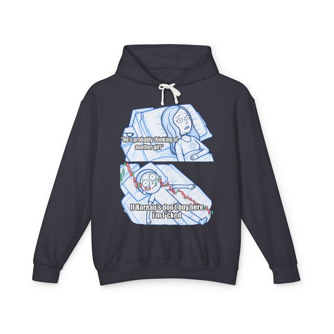 He's Thinking About Shitcoins Hoodie — Funny Crypto Market Meme