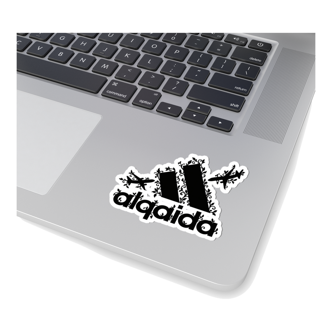 Alqaida Originals Sticker — Al Qaida Adidas Parody Brand 911 Dark — White