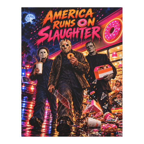America Runs On Slaughter Canvas — Funny Dunkin' Donuts Parody — 0.75''