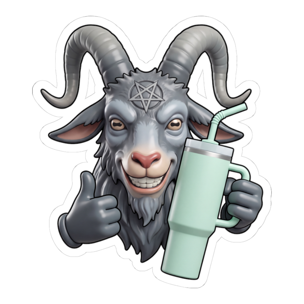 Basic Baphomet Sticker — Funny Goth Emotional Support Cup Decal