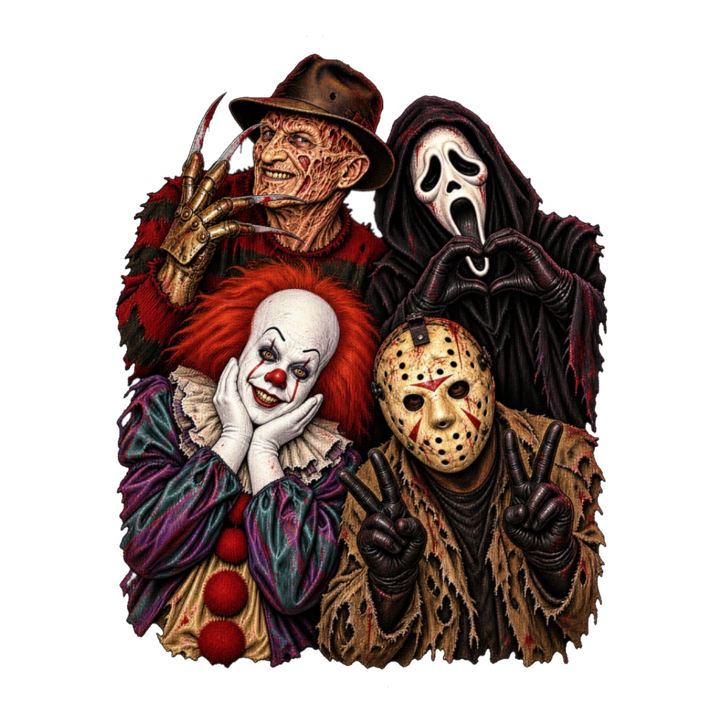 Besties With Body Counts Sticker — Funny Horror Movie Characters — White