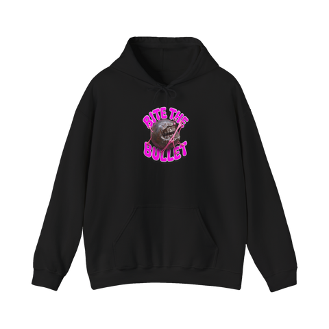 Bite The Bullet Bubblegum Funny Retro Hoodie — Black
