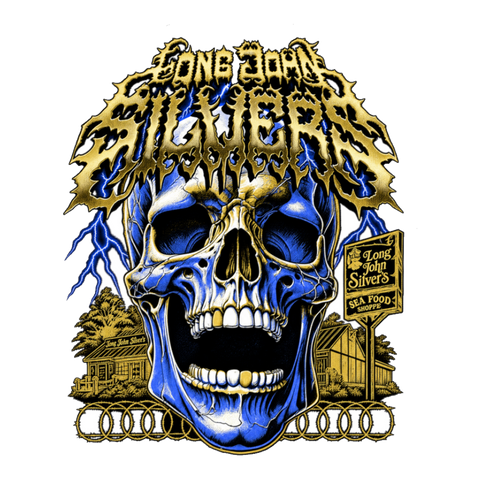 Brutal Sea Food Shoppe Sticker — Funny Long John Silvers — White