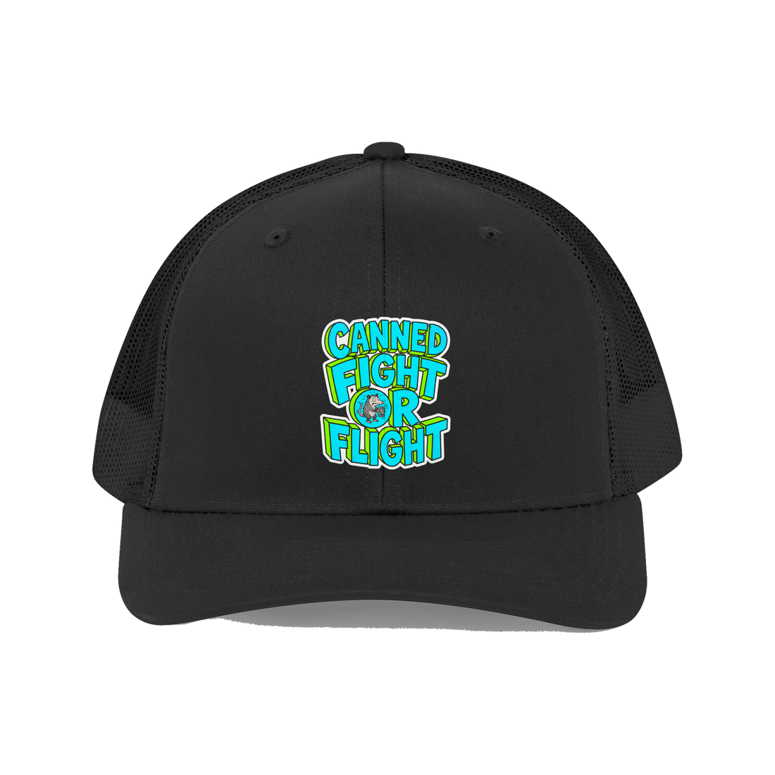 Canned Fight-Or-Flight — Funny Possum Energy Drink Hat — Black