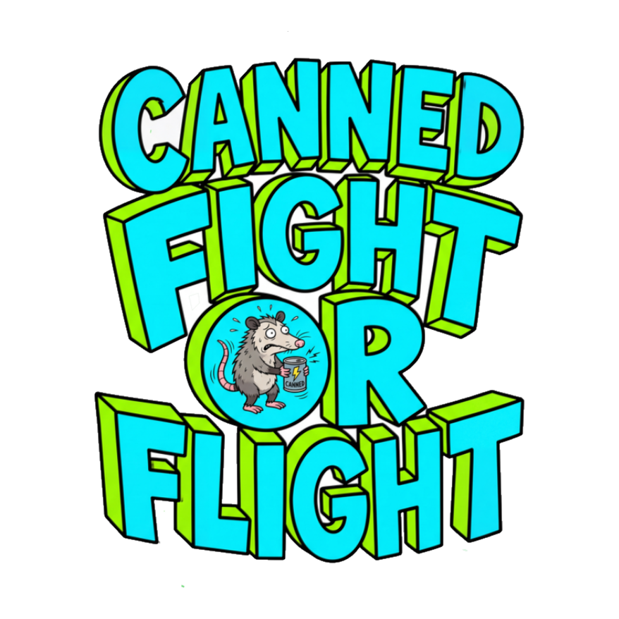 Canned Fight-Or-Flight — Funny Possum Energy Drink Sticker