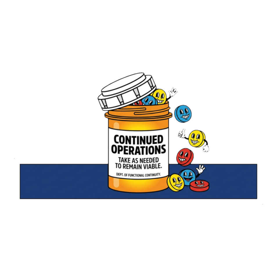 Continued Operations Prescription Sticker — Funny Corporate Decal