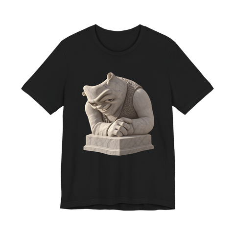 Cursed Swamp Gargoyle T-Shirt — Shrek Sculpture Image Internet Culture — Black