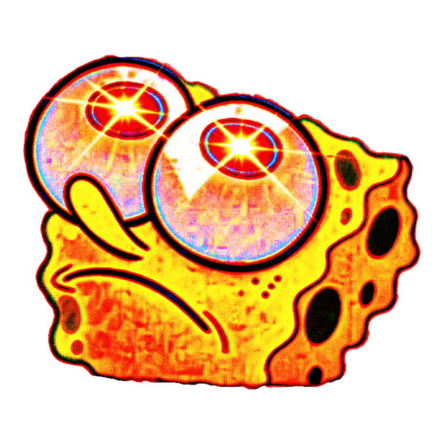 Deep Fried Panic Attack Sticker — Spongebob Squarepants Glowing Eyes — White