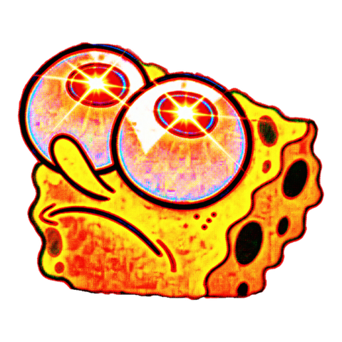 Deep Fried Panic Attack Sticker — Spongebob Squarepants Glowing Eyes — White