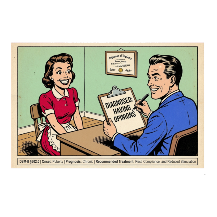 Diagnosed: Having Opinions Sticker — Funny Feminist Decal