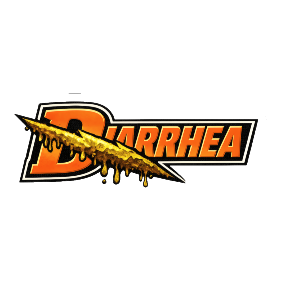 A funny Diarrhea Thirst Quencher sports drink logo parody sticker for marathon runners.