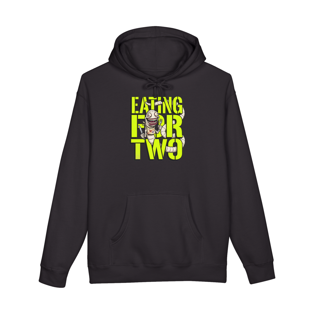 Eating For Two Tapeworm — Funny Maternity Hoodie — Black