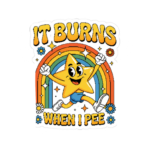 A smiling retro cartoon star experiencing excruciating flank pain