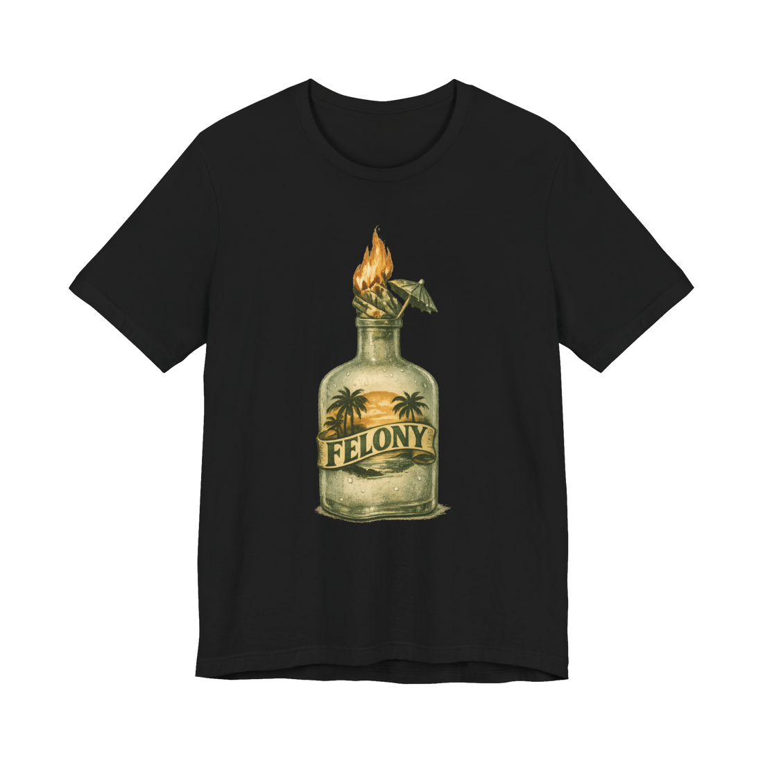 Felony Island Reserve — Funny OOO Molotov Shirt — Black