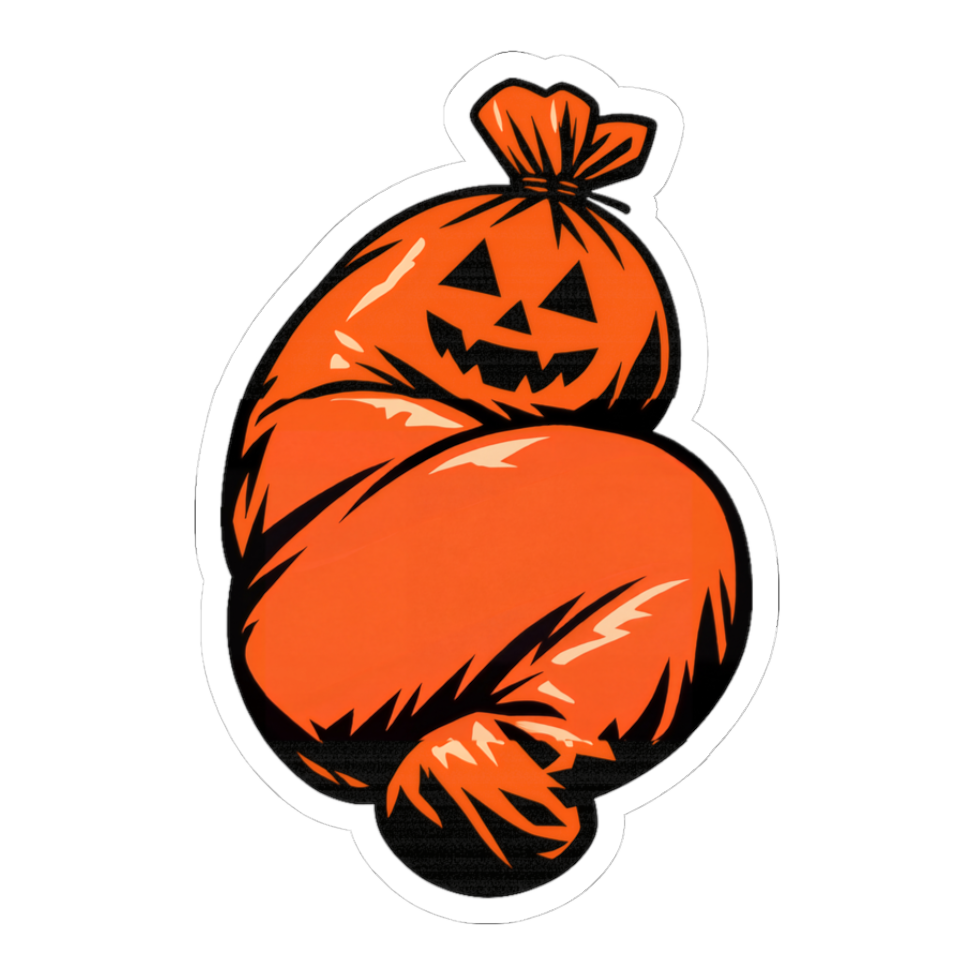 Festive Yard Waste Sticker — Spooky Season Opens Autumn True Crime — White
