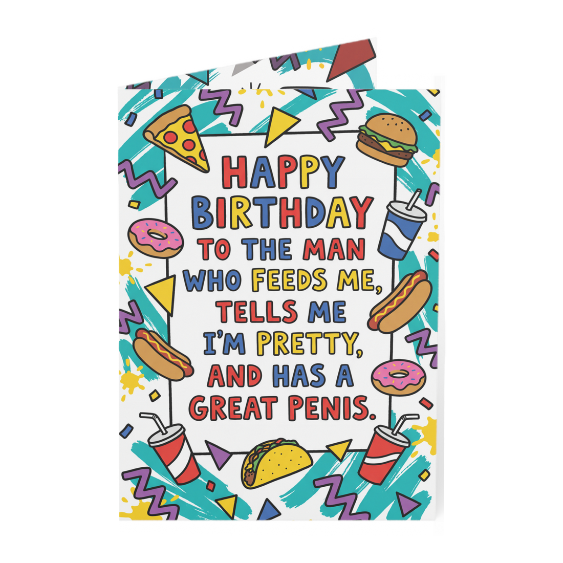 Funny Feeds Me Tells Me I'm Pretty Husband Partner Birthday Card — 3.5" x 4.9" (Vertical) / Coated (both sides) / 1 pc