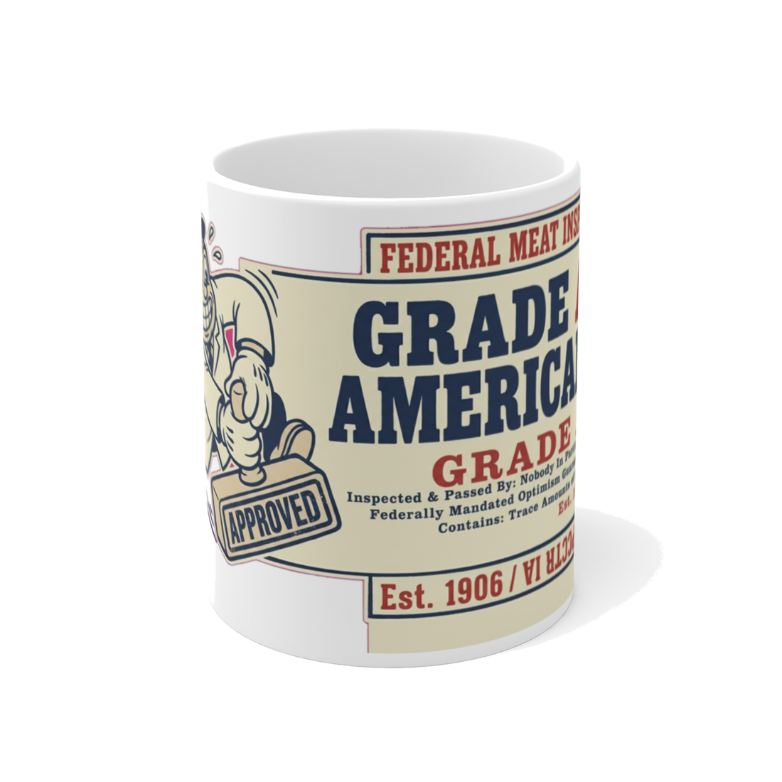 Grade A American Stamp — Funny Retro Inspector Coffee Mug