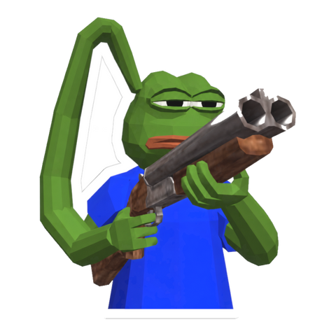 Hard Reset Sticker — Funny Pepe the Frog Shotgun — White