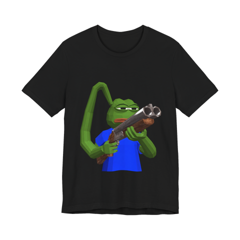 Hard Reset T-Shirt — Funny Pepe the Frog Shotgun — Black