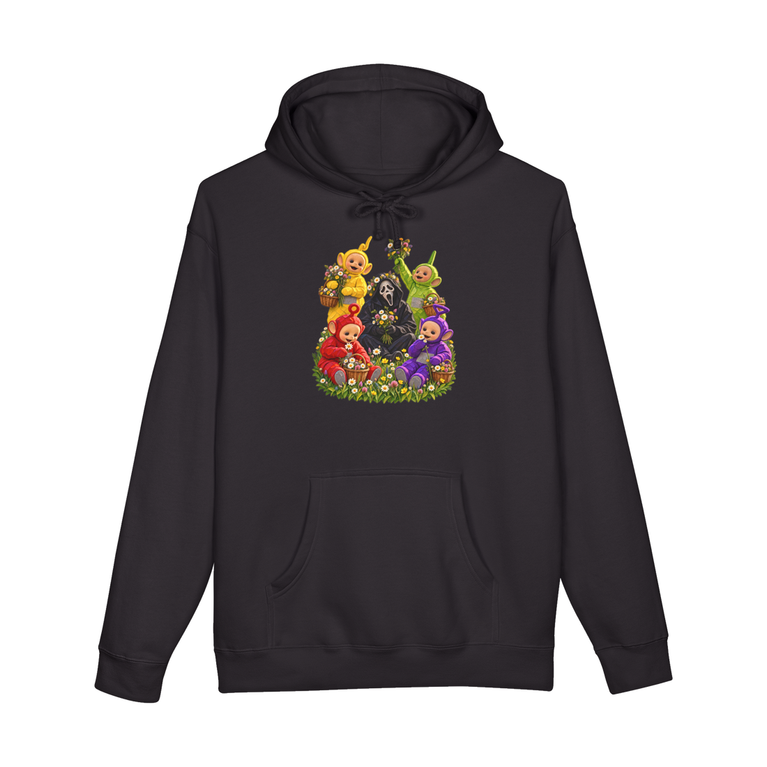 Healing Era Hoodie — Funny Teletubbies Ghostface Scream — Black
