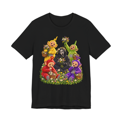 Healing Era T-Shirt — Funny Teletubbies Ghostface Scream — Black