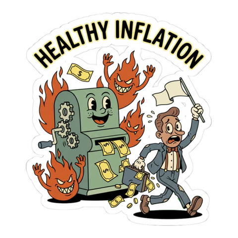 Healthy Inflation Sticker - Funny Federal Reserve Money Printer Decal — White