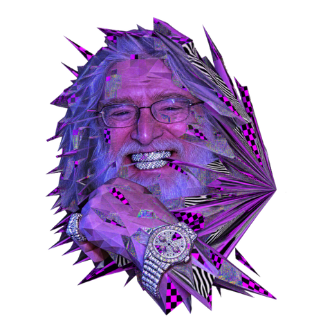 Iced Out Gaben Sticker — Gabe Newell Steam Pc Gaming Glitch Art — White