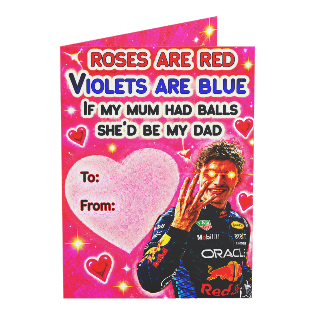 If My Mum Had Balls Max Verstappen F1 Funny Valentine's Day Greeting Card — 3.5" x 4.9" (Vertical) / Coated (both sides) / 1 pc