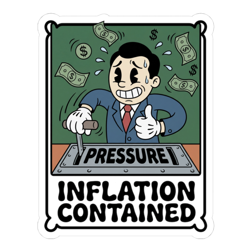Inflation Contained — Funny Federal Reserve Meme Sticker