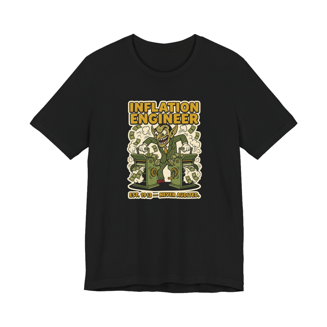 Inflation Engineer Shirt - Funny Money Printer Go Brrr Tee — Black