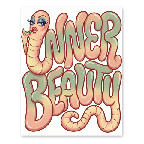 Inner Beauty Tapeworm Poster — Funny Parasite Wall Art