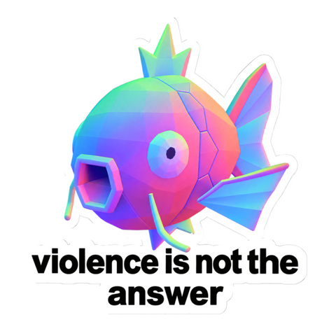Involuntary Pacifist Sticker — Funny Helpless Fish — White