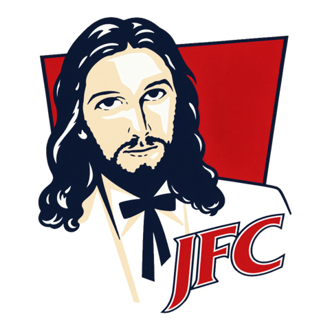 JFC Original Recipe Sticker — Funny JFC Jesus KFC Parody — White