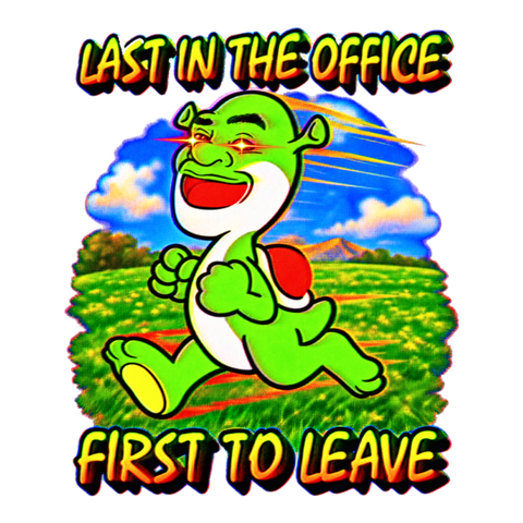 Last In First To Leave Cursed Dino Sticker — Shrek Yoshi Meme Deep — White