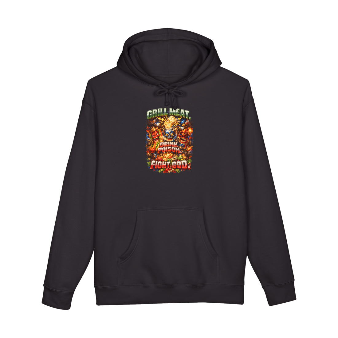 Let's All Go To The Lobby And Fight God Hoodie — Funny Bbq Hot Dog — Black