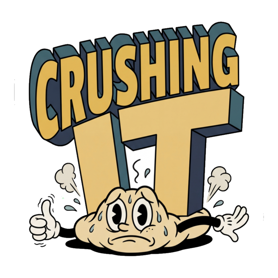 Literally Crushing It Sticker — Funny Corporate Burnout Decal — White