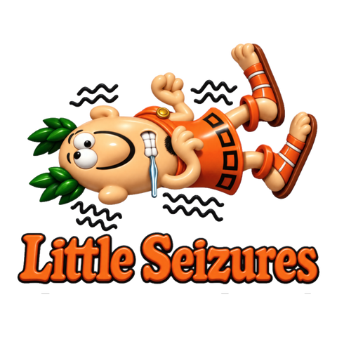 Little Seizures Sticker — Caesars Dark Humor Brand Parody Pizza Pun — White
