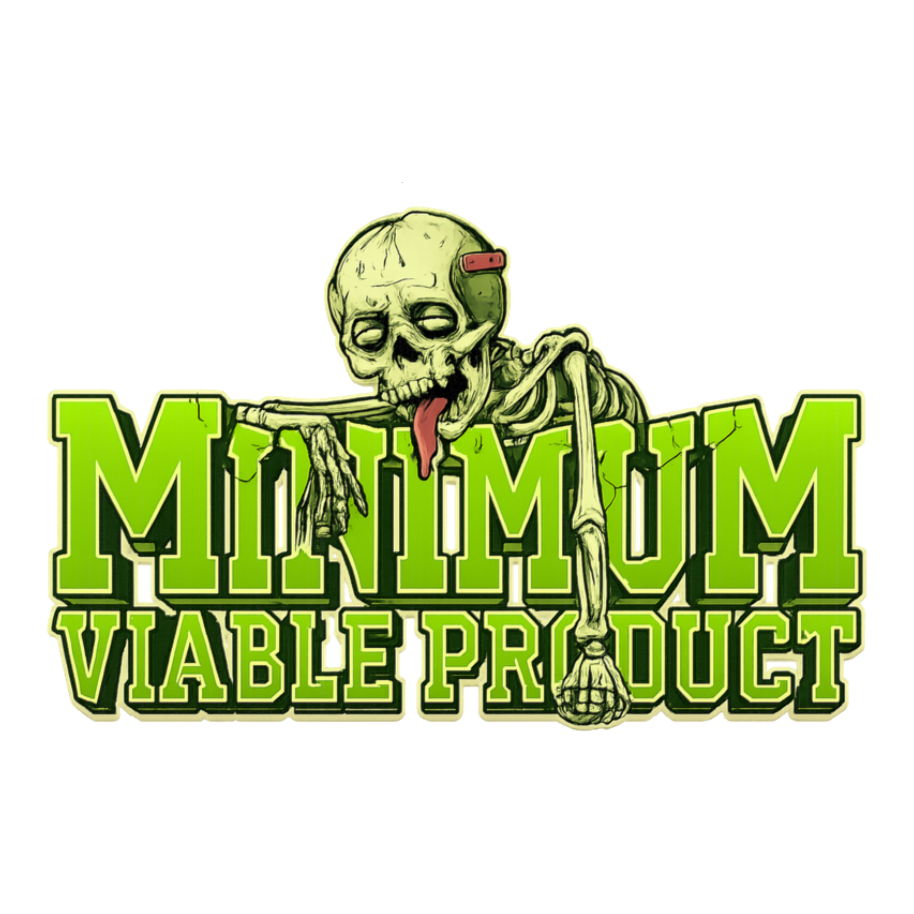 Minimum Viable Product Skeleton Sticker — Funny Tech Decal
